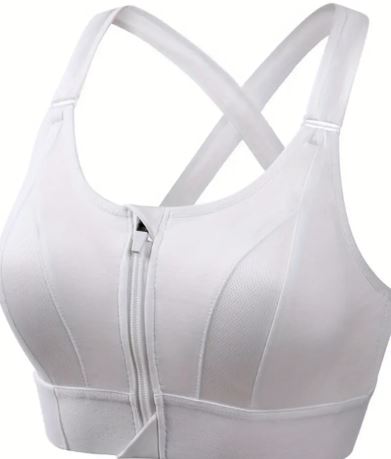 Top Sportivo Donna con Zip Anteriore - Reggiseno Contenitivo Senza Ferretto, Traspirante e Confortevole